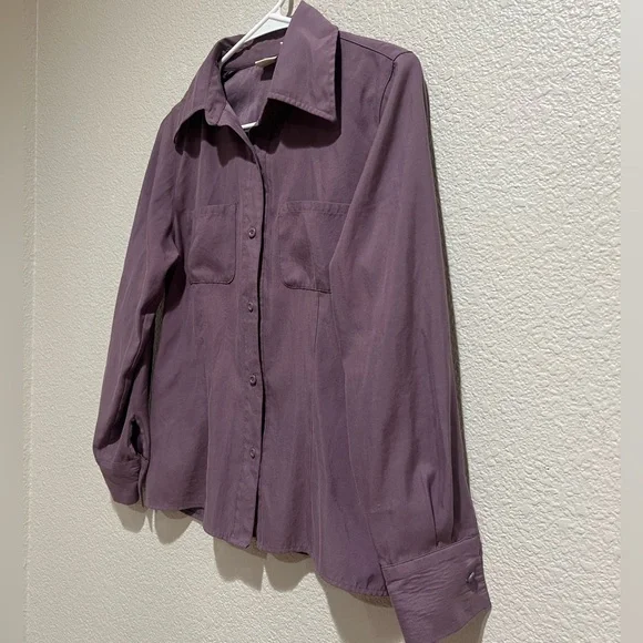 Hillard & Hanson Purple Button Up Shirt, S - Picture 2 of 5